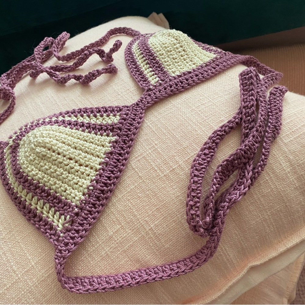 Vanilla Plum Crochet Triangle Bikini Top - Women’s Swim - Picture 4 of 4